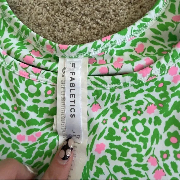 Fabletics Sporty Built in Short Dress Green Pink Floral Athletic Dress - Picture 9 of 11